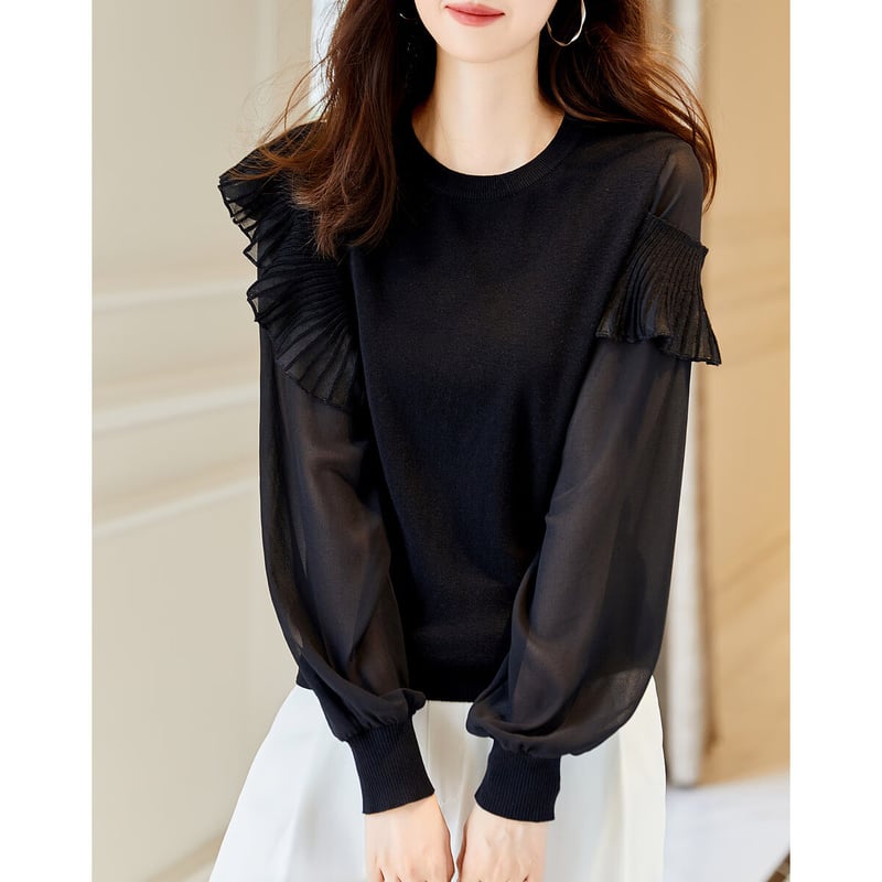 Dme Noble Elegant Velvet Yarn Sweater 2025 Autumn