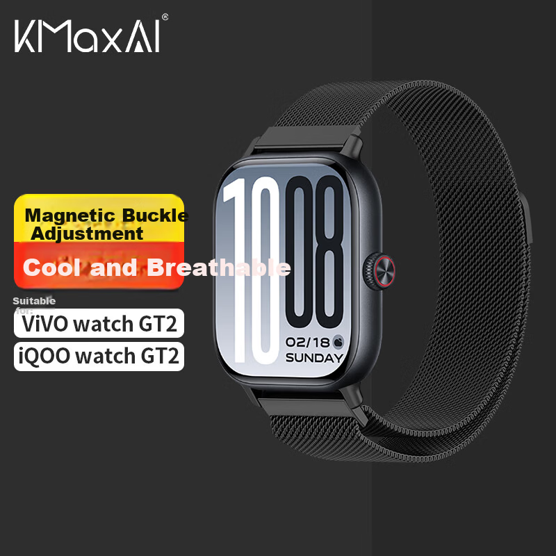 KMaxAI Milanese Metal Strap for vivo/iQOO WATCH GT2