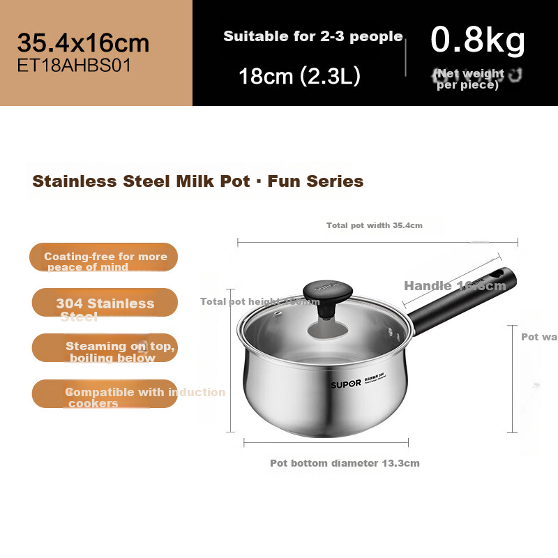 SUPOR 304 Stainless Steel Milk & Noodle Pot