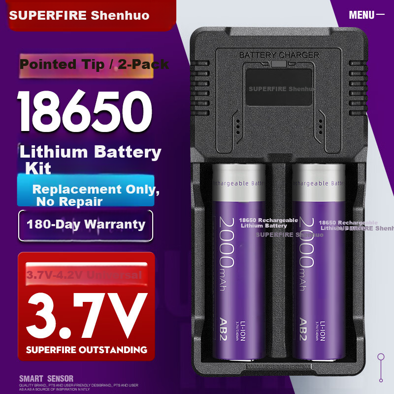 SupFire AB2 High Brightness Flashlight with 2x 2000mAh 18650 Battery