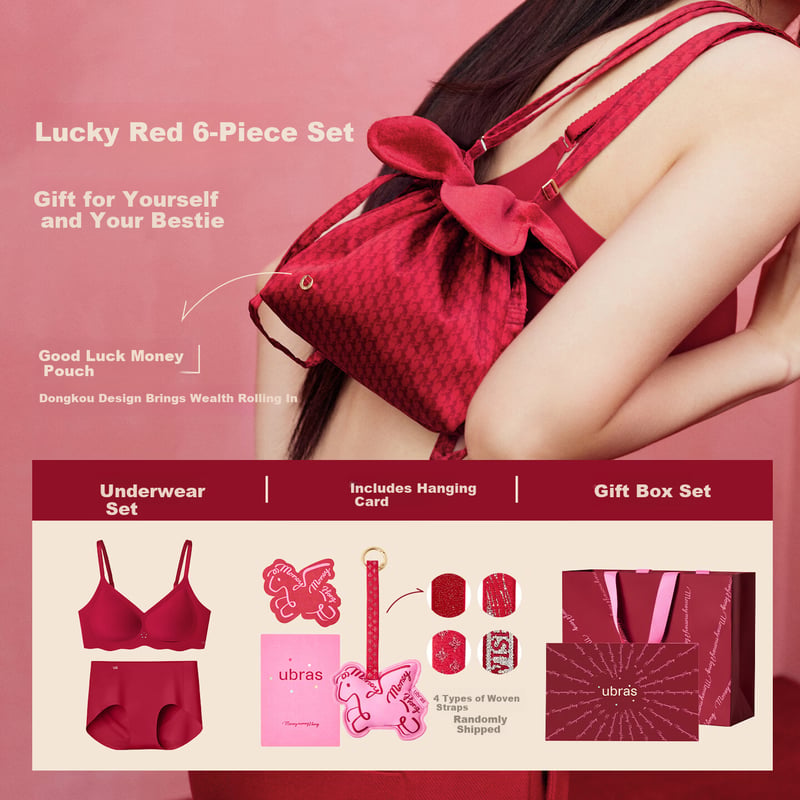 Ubras Yu Shuxin Edition Diamond Red Bra Set