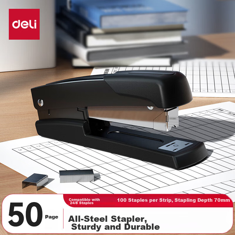 Deli 50-Page Heavy-Duty Metal Stapler
