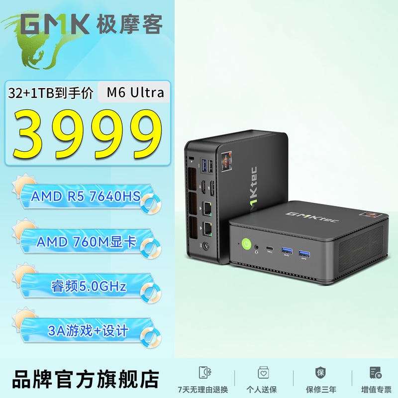 GIMOKER M6Ultra Mini R5-7640HS Gaming PC