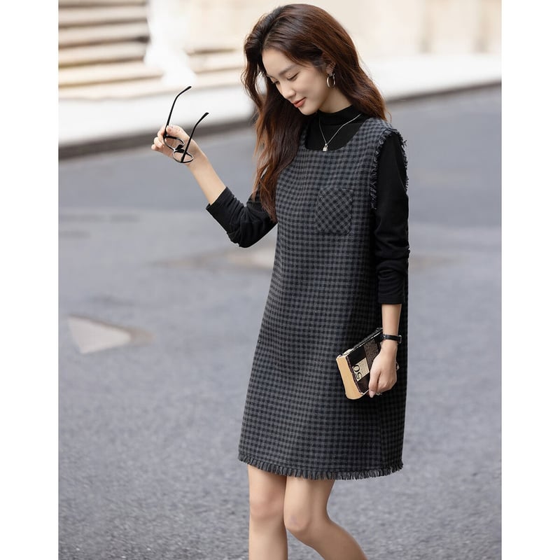 Demana Elegant Winter Wool Vest Dress