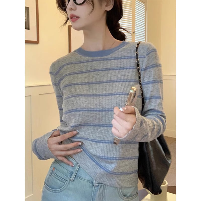 TonLion 2025 Autumn Women's Colorblock Striped Pullover Sweater