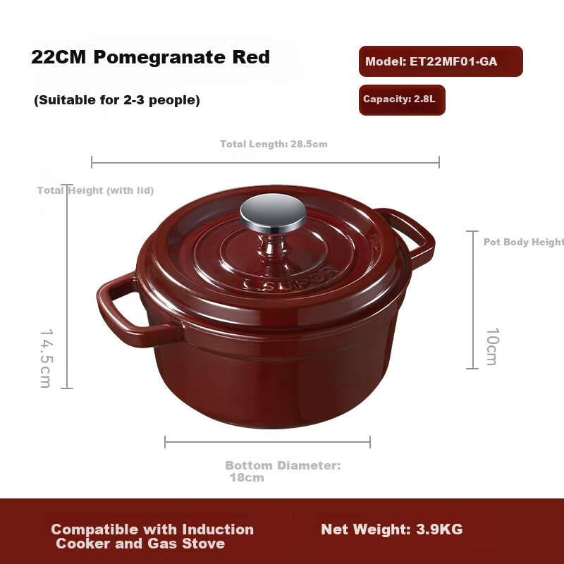 SUPOR Enamel Stew Pot - Large Capacity Braising Pot