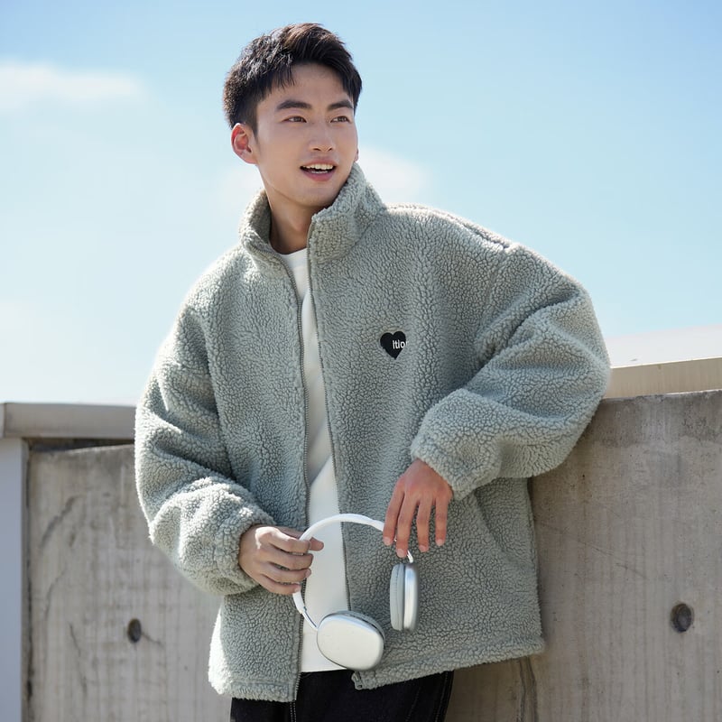 TonLion Winter Faux Wool Stand Collar Jacket