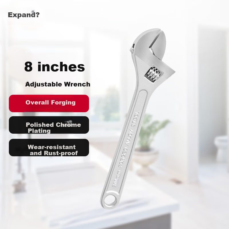 Tactix 8-Inch Adjustable Wrench for Plumbing
