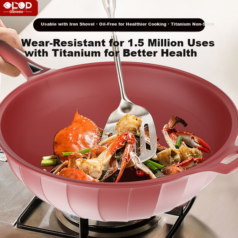 Oluode Purple Clay Titanium Frying Pan with Steamer & Spatula