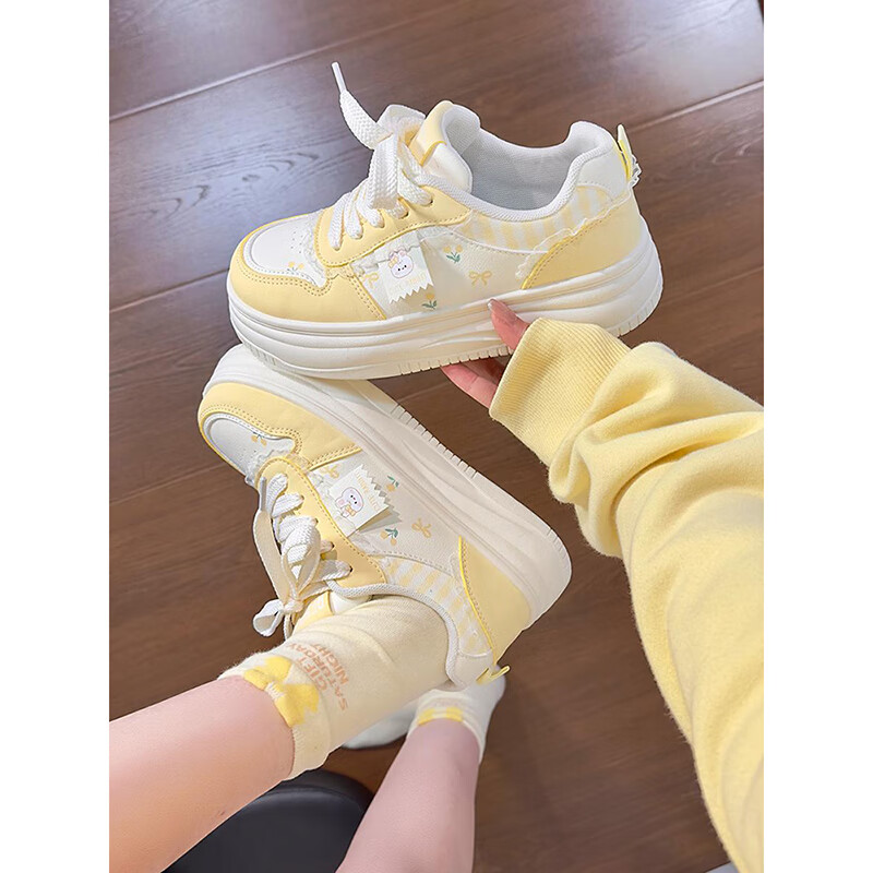 Renben Thick Sole White Sneakers for Women