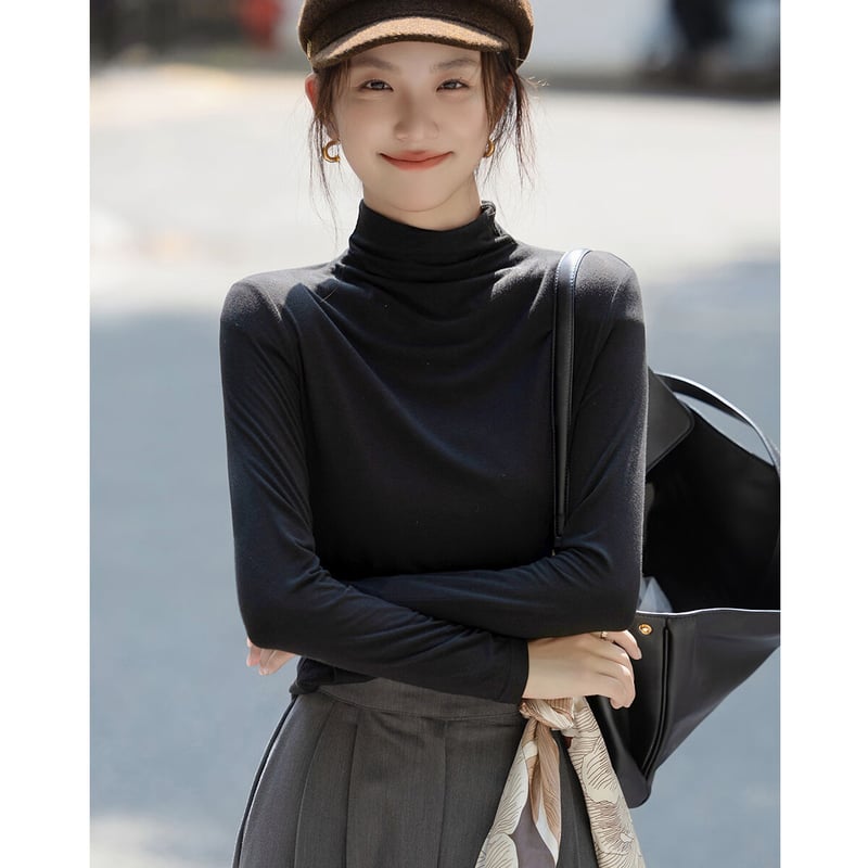 Dme Warm Ginger Fleece Turtleneck T-shirt