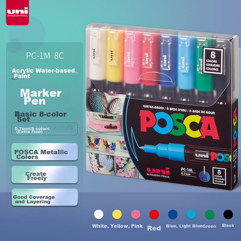 Uni Mitsubishi POSCA 8-Color Ultra-Fine Markers