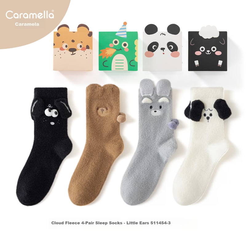 Caramella Women's Plush Coral Fleece Sleep Socks Set of 34 Pairs