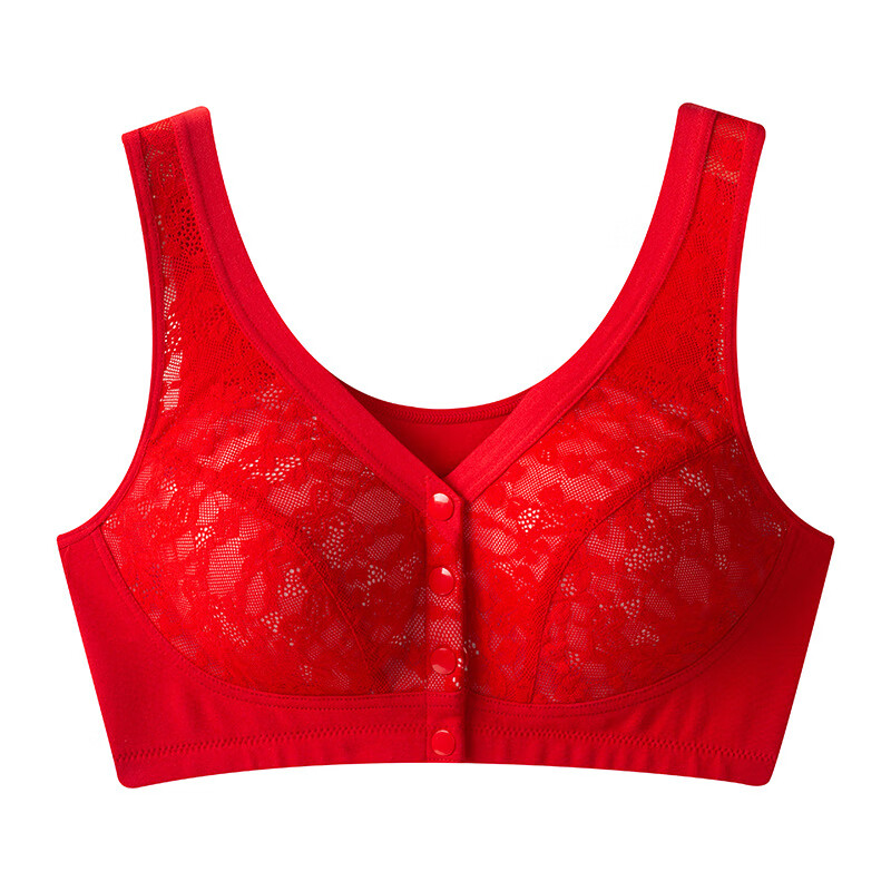 LangSha Bright Red Wireless Bra for Mature Women