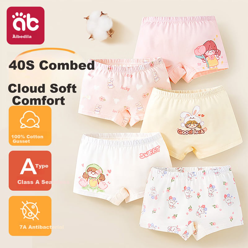 Aibedila Girls' Cotton Boxer Shorts