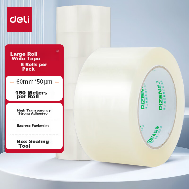 Deli Transparent Packing Tape, 6 Rolls