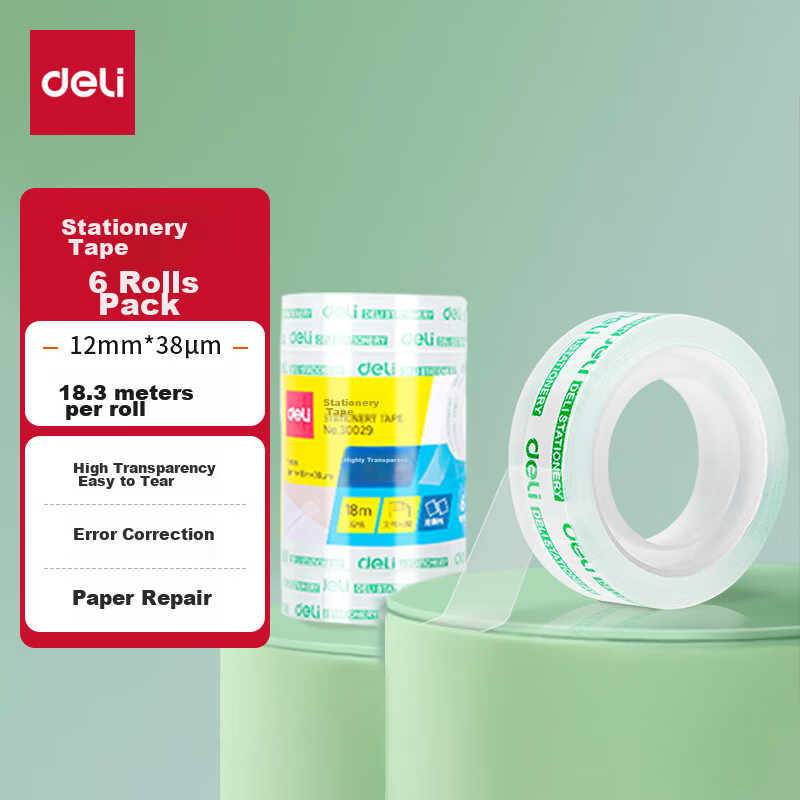 Deli Easy-Tear Transparent Tape - 6 Rolls