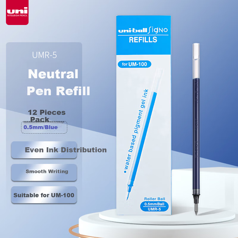 Mitsubishi Uni-Ball UMR-5 Blue Gel Pen Refills