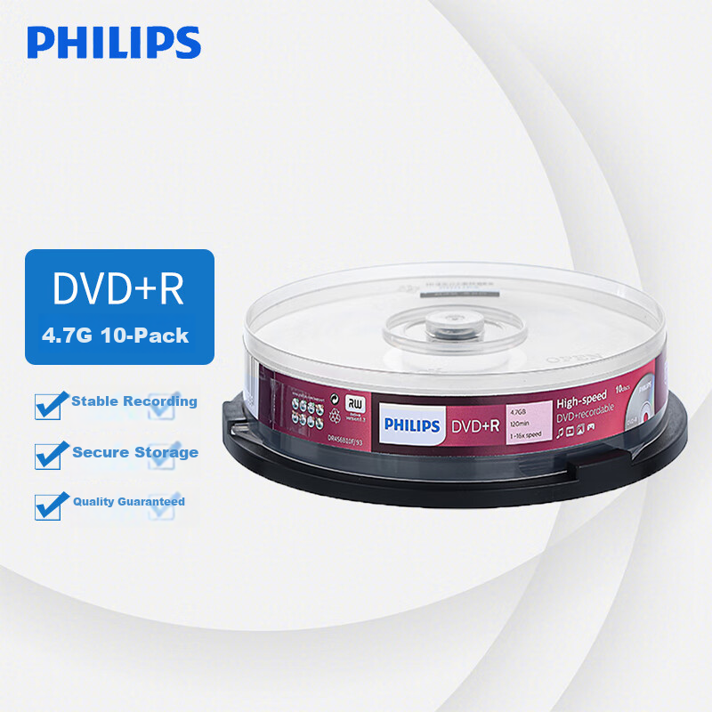 PHILIPS DVD+R Burn Discs - 16x Speed, 10 Blank Discs