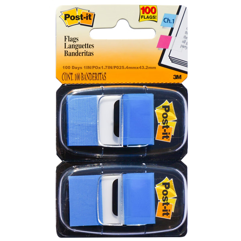 3M Sticky Notes - Blue Indicator Labels, 100 Pieces