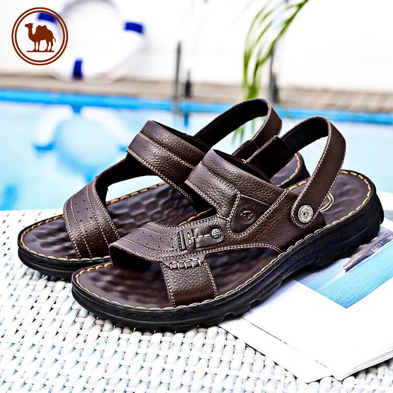 CAMEL Men's Casual Leather Sandals, Breathable & Durable