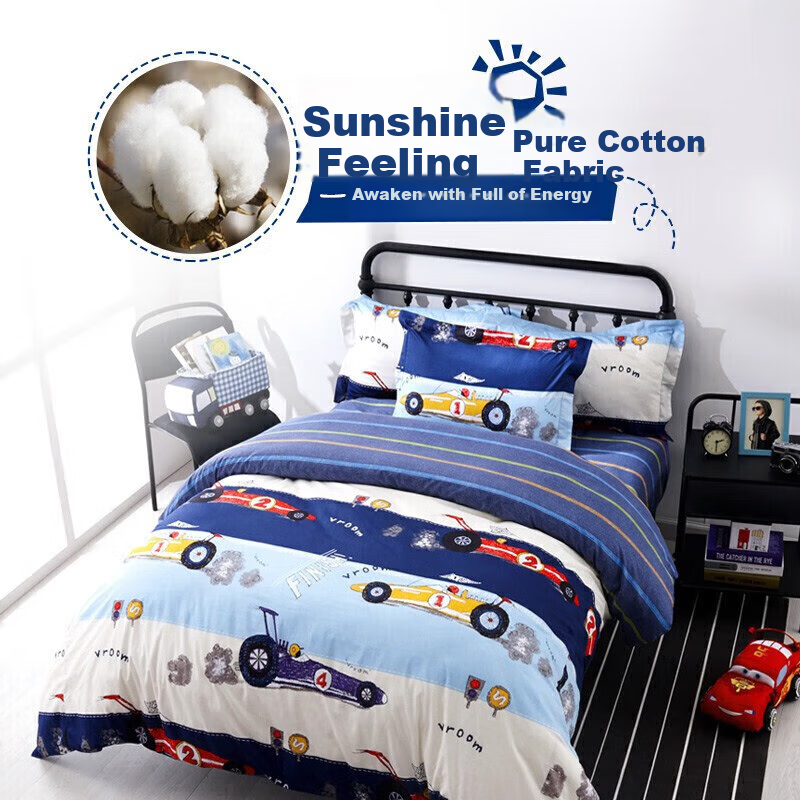 M·JBABY 100% Cotton Kids Bedding Set - Bubble Car Racing