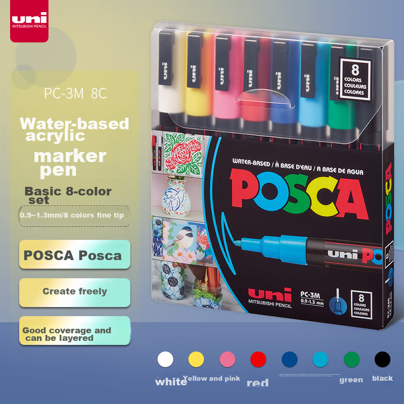 Uni POSCA Acrylic Markers 8-Color Set