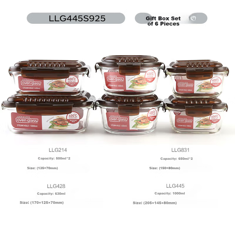 LOCK&LOCK Heat-Resistant Glass Food Storage Containers 6-Piece Set