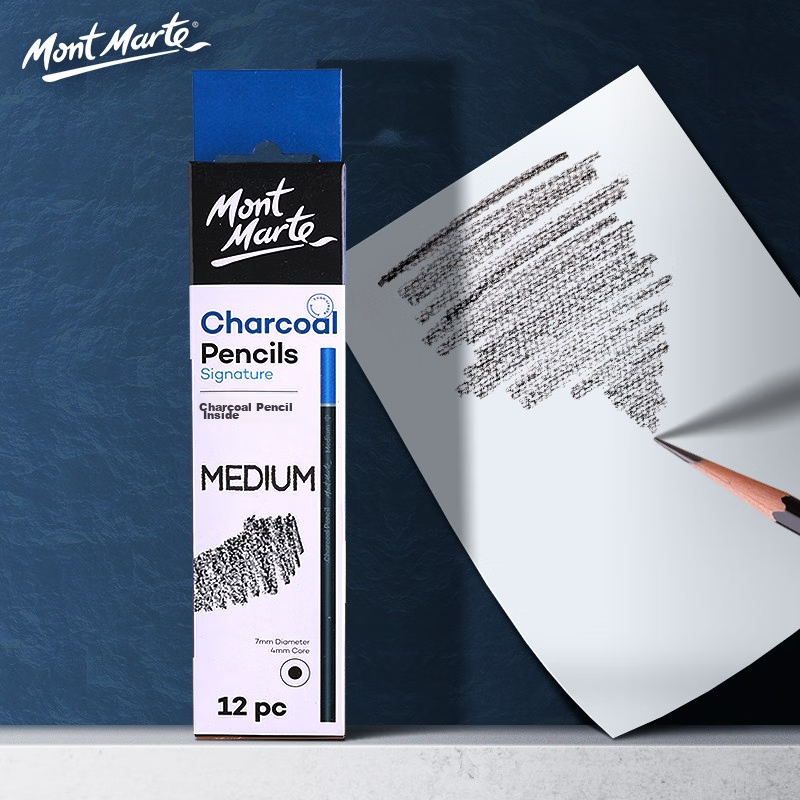 Mont Marte Neutral Sketch Charcoal Pencils - 12 Pencils