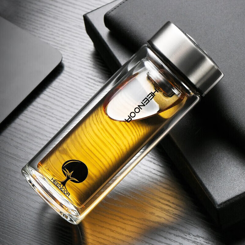 HEENOOR Double-Layer Glass Cup with Tea Infuser