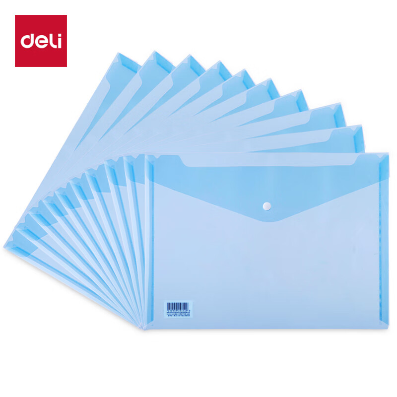 Deli 10 A4 Thick Button Closure Transparent File Folders