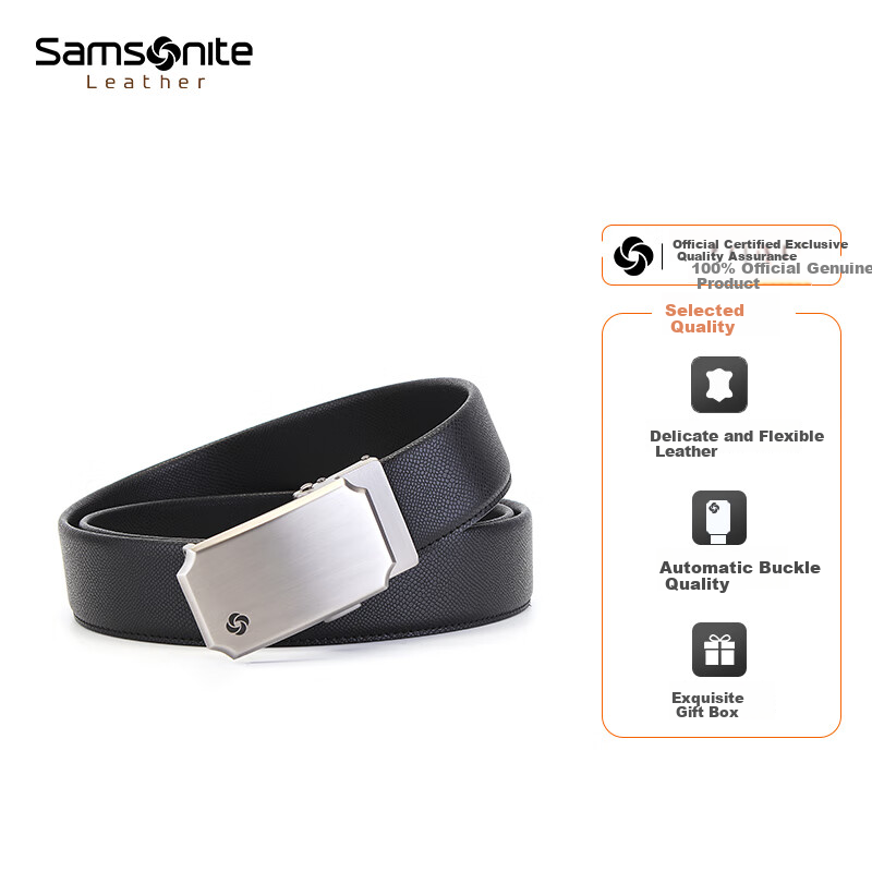 Samsonite Men's Leather Belt with Automatic Buckle