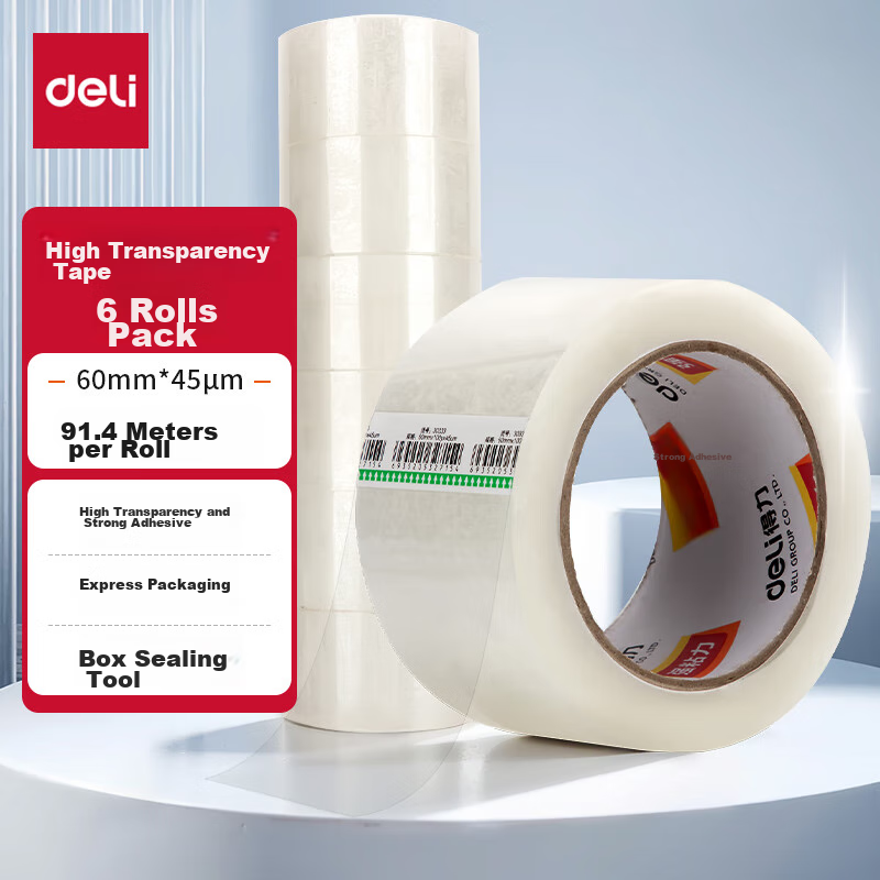 Deli Transparent Packing Tape - 6 Rolls