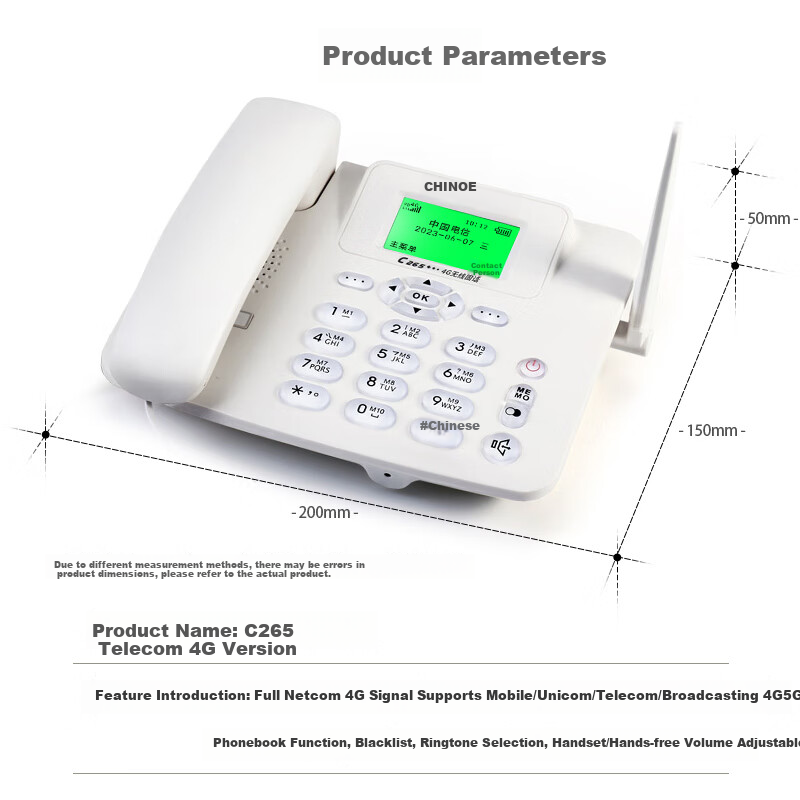 CHINO-E Dual SIM 4G Desk Phone, Black