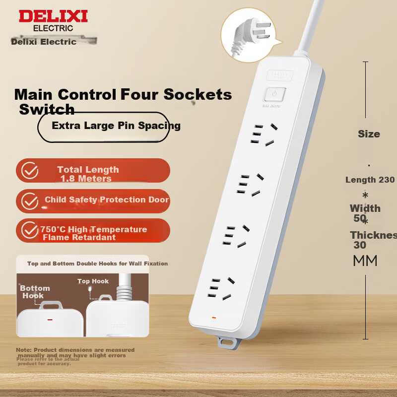 DELIXI 4-Position Power Strip with Surge Protection