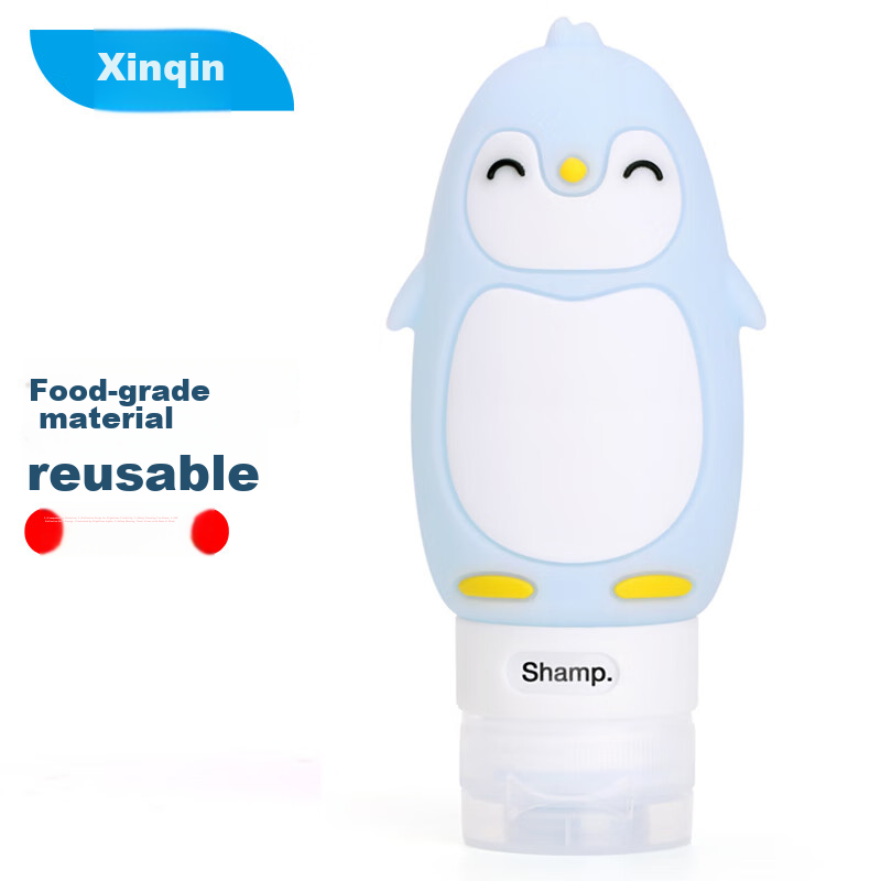 Xinqin Travel Silicone Dispensing Bottle - Blue Penguin