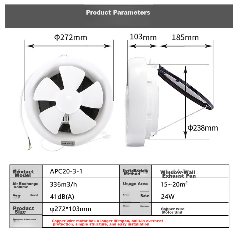 JINLING Window Exhaust Fan - Powerful Low-Noise Ventilation
