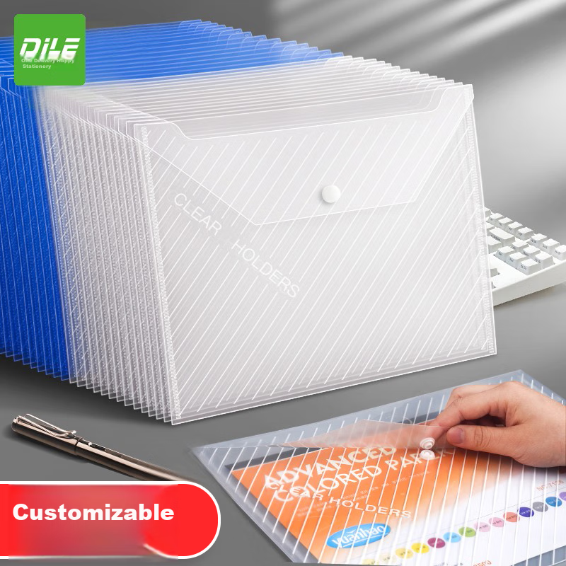 DiLe A4 Transparent Button File Folders