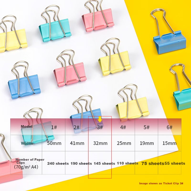 Deli 48 Colorful Binder Clips - 32mm Metal Clips