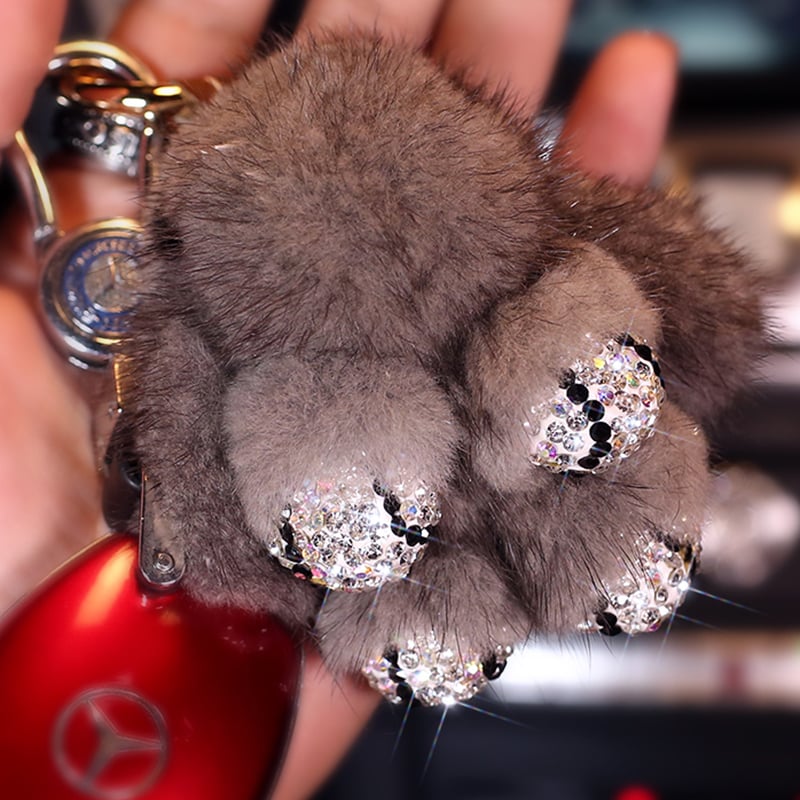 Dijialun Mink Fur Diamond-Studded Rabbit Keychain