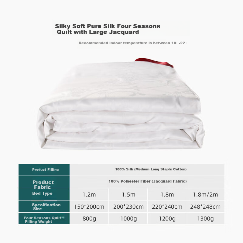 Mengjie Jiafang Silk Comforter - 100% Silk All-Season