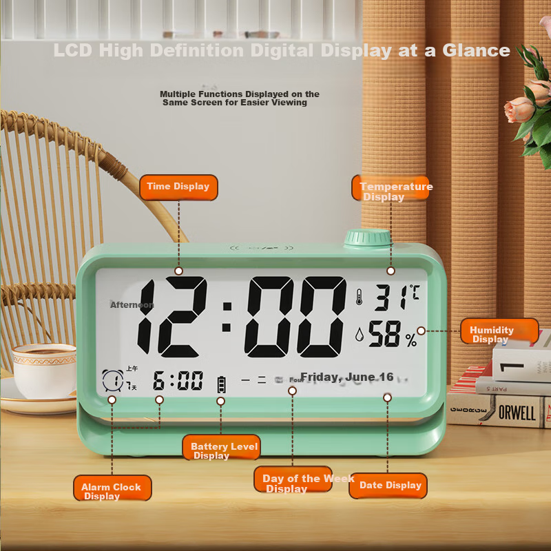 Compas Alarm Clock with Temp & Humidity Display