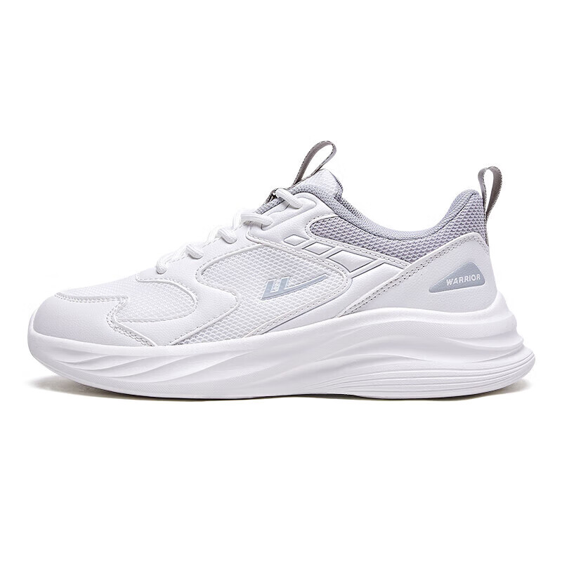 Warrior Men's Shock-Absorbing Breathable Running Shoes in White & Gray_2