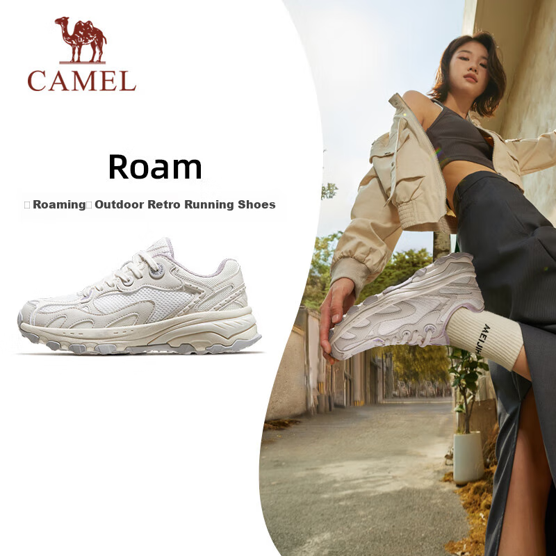 CAMEL Women's Retro Jogging Shoes - Beige/Purple, Size 40_2