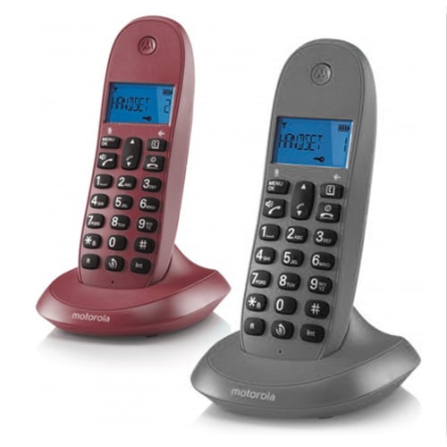 Trådløs telefon Motorola C1002 (2 pcs), Grå/Granatæble - picture