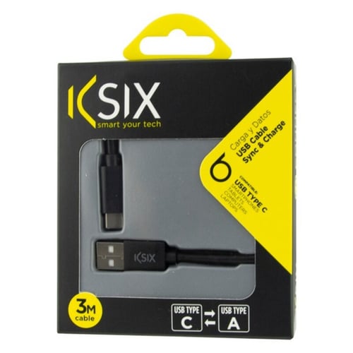 USB-C-kabel til USB KSIX 3 m Sort_2