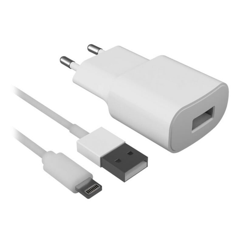 Wall Charger + MFI Certified Lightning Cable Contact 2.1A White_0