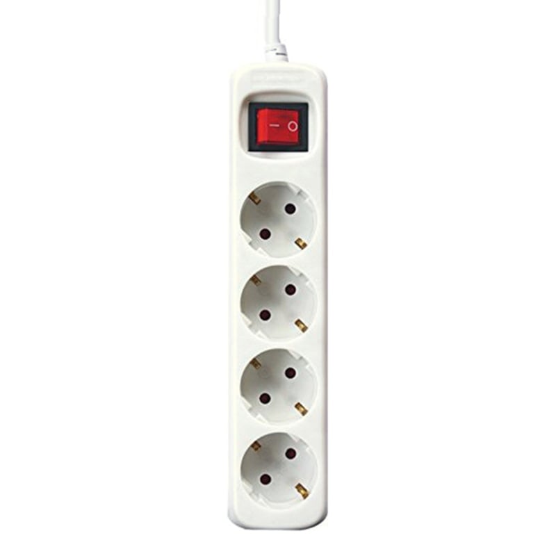 4-socket plugboard with power switch Silver Electronics White_0