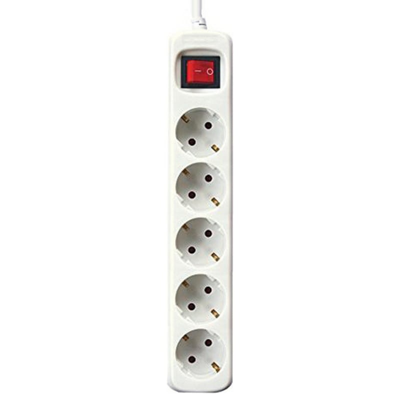 Power Socket - 5 sockets with Switch Silver Electronics White_0