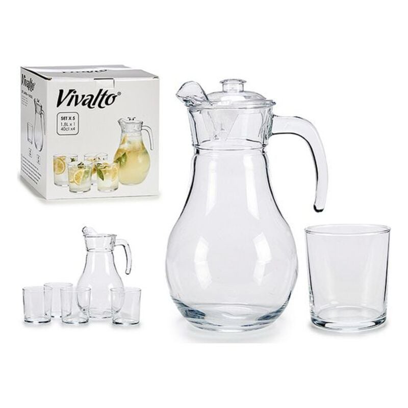Set of glasses Vivalto Jug 5 pcs Transparent Glass Crystal 4 x (40 cl) / 1 x (1,8 l)_0